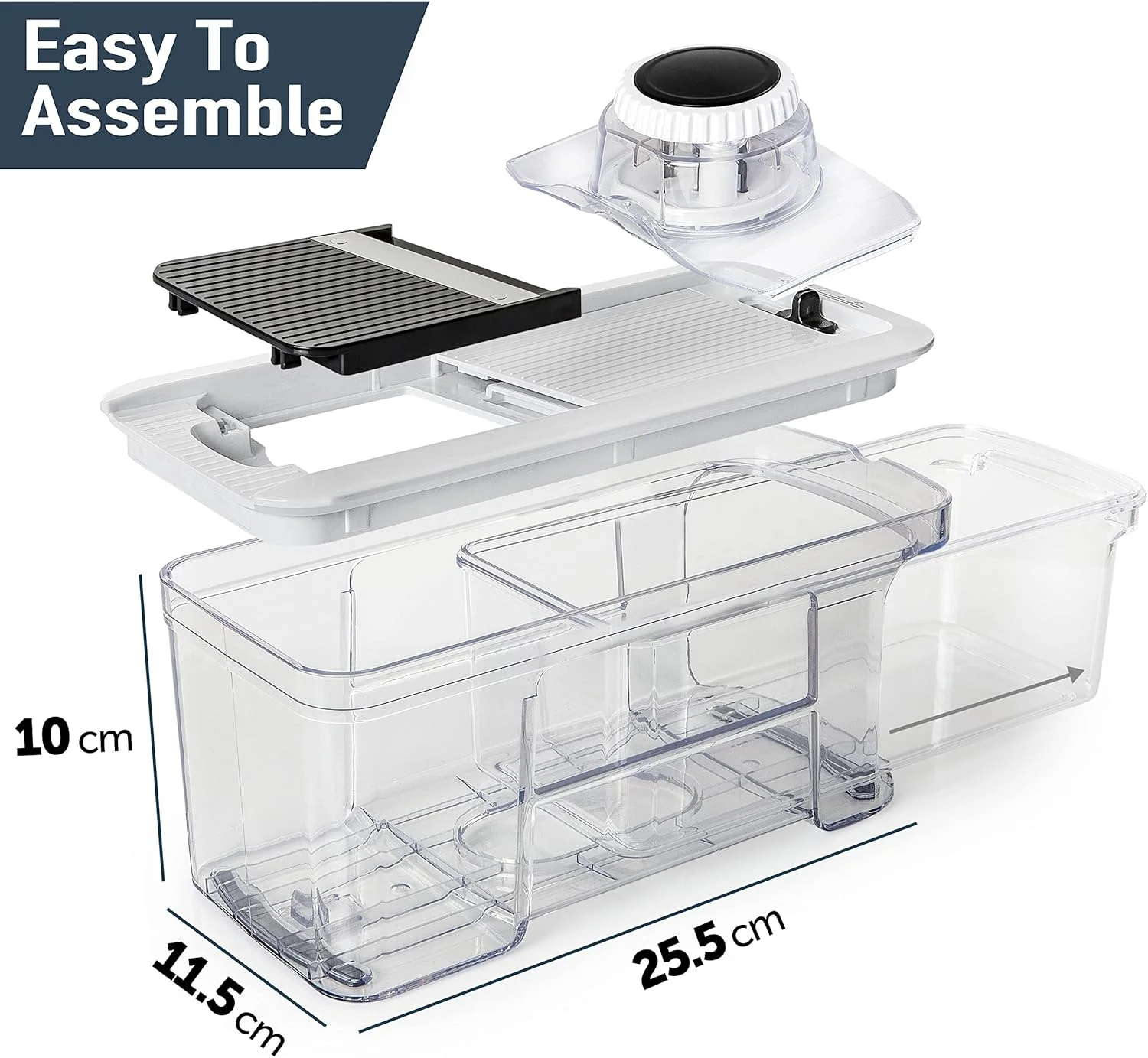 خردکن همه کاره سبزیجات فول استار، اسلایسر ماندولین و رنده پنیر - برش سیب زمینی سرخ کرده و خردکن سبزیجات - اسلایسر پنیر - شامل اسپیرال ساز دستی جایزه (6 در 1، سیاه/سفید)