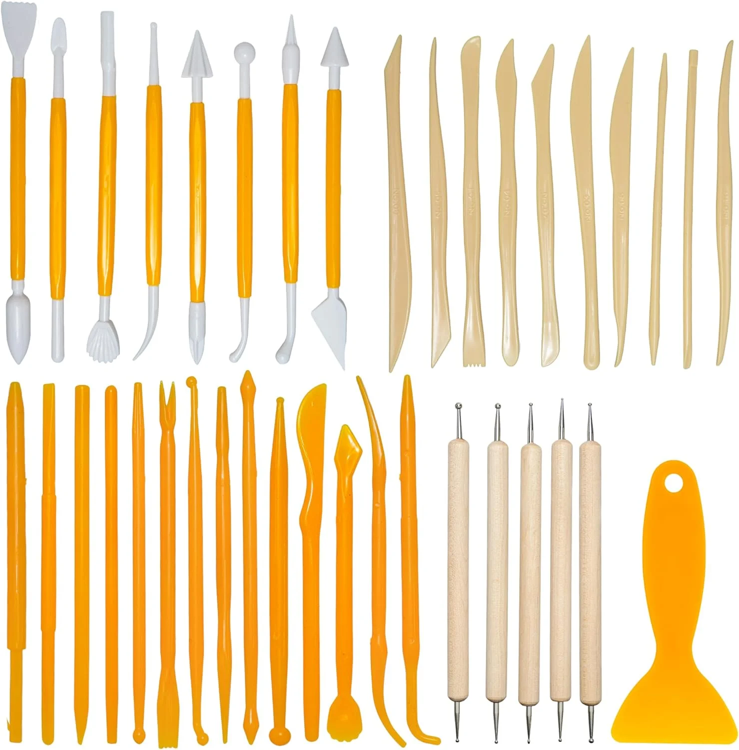 ابزار سفالگری و مجسمه سازی خمیر هوا خشک، 38 تکه ابزار مجسمه سازی خاک رس، ابزار مدل سازی خاک رس، ابزار مجسمه سازی خاک رس برای مجسمه سازی، خاک رس مدل سازی، پلیمر، سرامیک، برجسته سازی، ابزار خاک رس پلیمری، ابزار حکاکی چوب