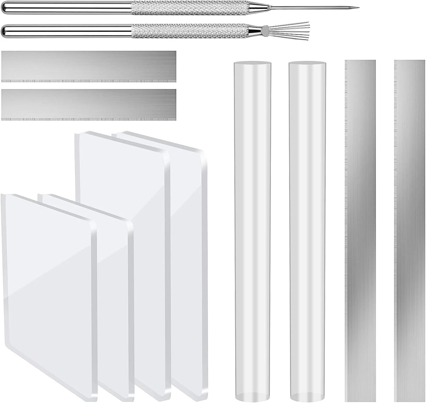 ابزار برش خمیر پلیمری YelaJoy، 12 عددی، غلتک اکریلیک برای خمیر پلیمری، ورق اکریلیک مستطیلی شکل، وردنه خمیر، ابزار حکاکی خمیر مدل سازی، چاقوی شکل دهی برای ساخت زیورآلات و کاردستی های خمیری