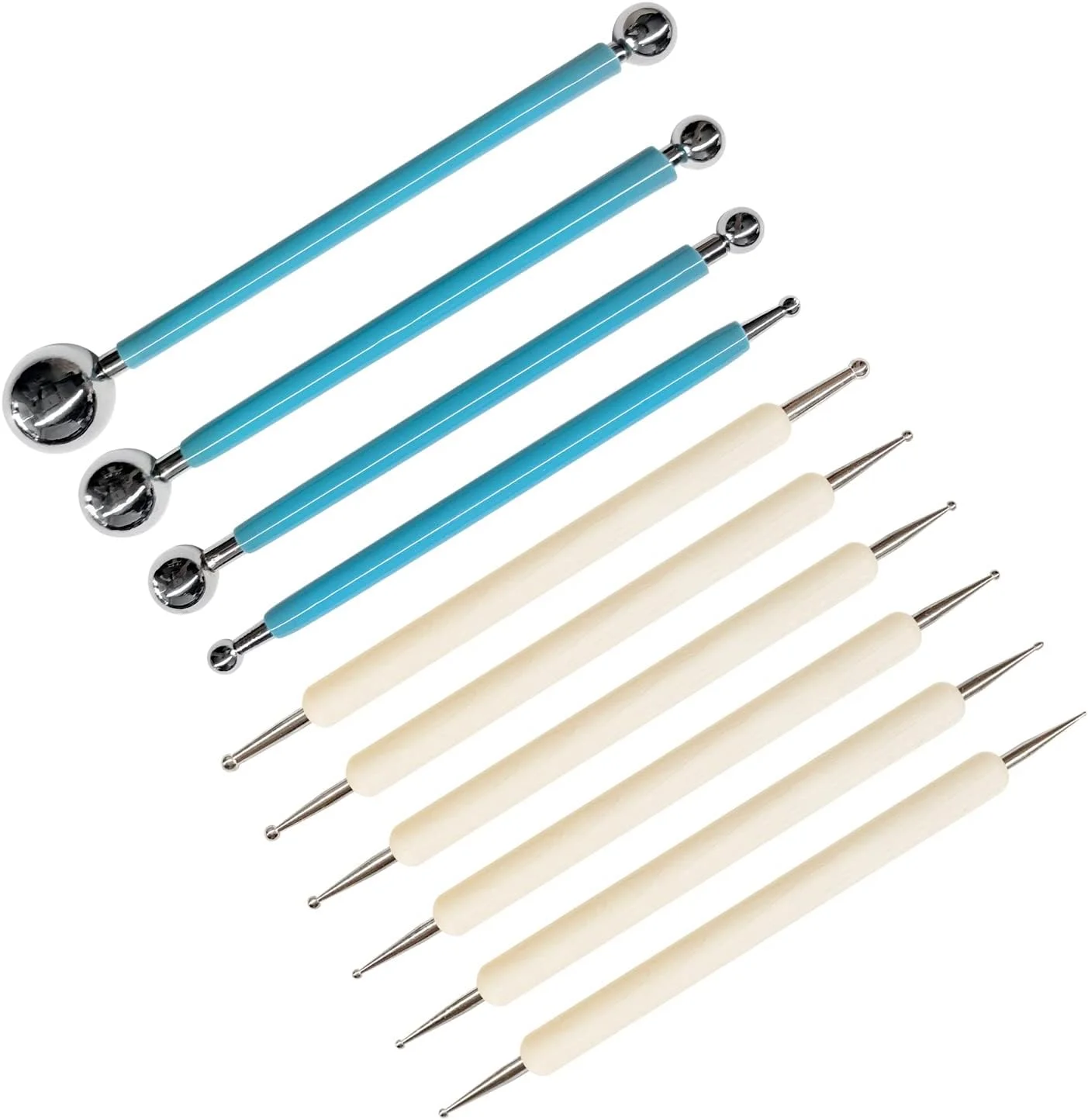 HSYMQ مجموعه 10 عددی ابزار نقطه گذاری، ابزار هنری نقطه با سر توپی برای نقاشی روی سنگ، مدل سازی سفال، برجسته سازی هنر ماندالا