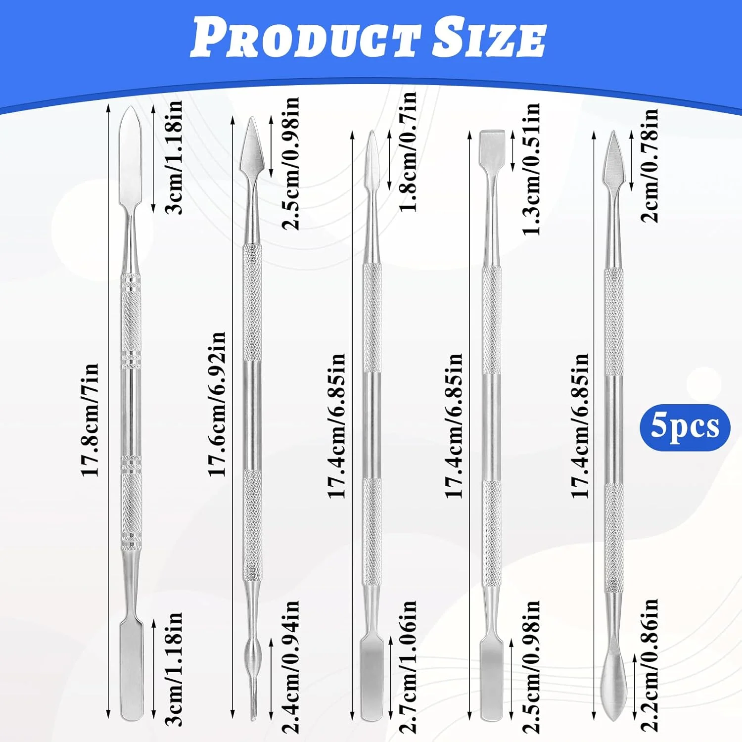 ابزار مجسمه سازی سفالی و رسی Mozeat Lens، ست 5 عددی کاردک استیل ضد زنگ، مجموعه ابزار حکاکی موم دو طرفه، کیت ابزار سفال پلیمری برای مدل سازی، برجسته سازی، مجسمه سازی و شکل دادن به مینیاتورها