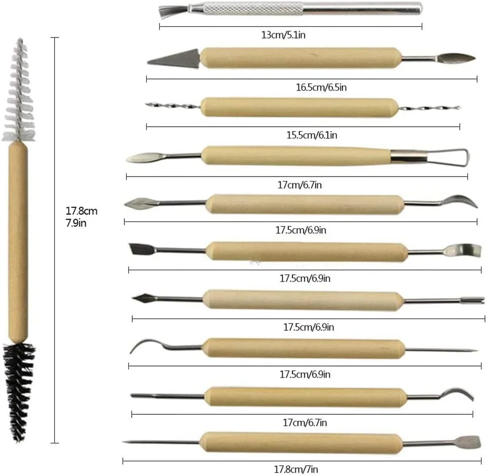 ست ۱۱ عددی ابزار مجسمه سازی خاک رس، ابزار خاک رس پلیمری برای بزرگسالان، ابزار حکاکی سفالگری چوبی، ابزار مجسمه سازی سفالگری برای شکل دهنده ها و مدل سازی، هنر برجسته کاری، ابزار سفالگری DIY برای بزرگسالان ست ۱۱ عددی ابزار مجسمه سازی خاک رس، ابزار خاک رس پلیمری برای بزرگسالان، ابزار حکاکی سفالگری چوبی، ابزار مجسمه سازی سفالگری برای شکل دهنده ها و مدل سازی، هنر برجسته کاری، ابزار سفالگری DIY برای بزرگسالان