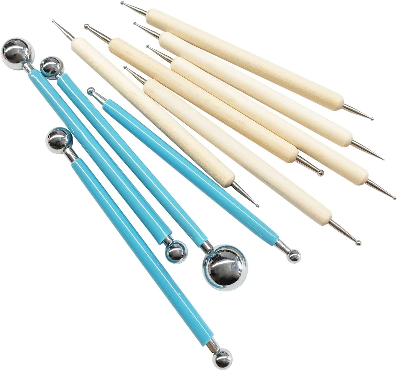 HSYMQ مجموعه 10 عددی ابزار نقطه گذاری، ابزار هنری نقطه با سر توپی برای نقاشی روی سنگ، مدل سازی سفال، برجسته سازی هنر ماندالا