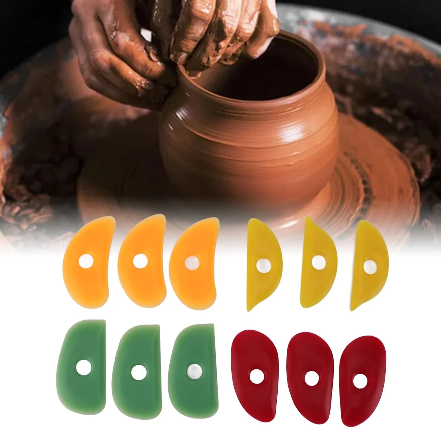 ابزار سفالگری ماد تول، ابزار رُسی 12 عددی، دنده های سرامیکی رُسی لاستیکی، ابزار مجسمه سازی سیلیکونی، دنده لاستیکی نرم برای سفالگری، ابزار سرامیکی سیلیکونی رُسی برای مجسمه سازی سفالگری DIY