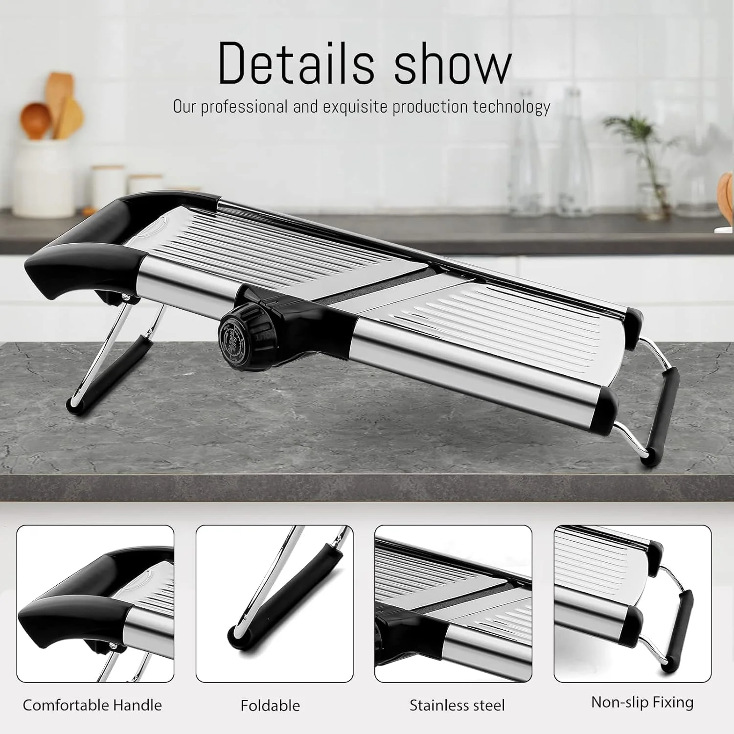 اسلایسر ماندولین Ctoby، برش دهنده سبزیجات، برش دهنده سیب زمینی 304، برش دهنده چند منظوره قابل تنظیم سبزیجات، با دستکش های مقاوم در برابر برش، برش دهنده ژولین آشپزخانه، برای برش میوه ها، سبزیجات و موارد دیگر