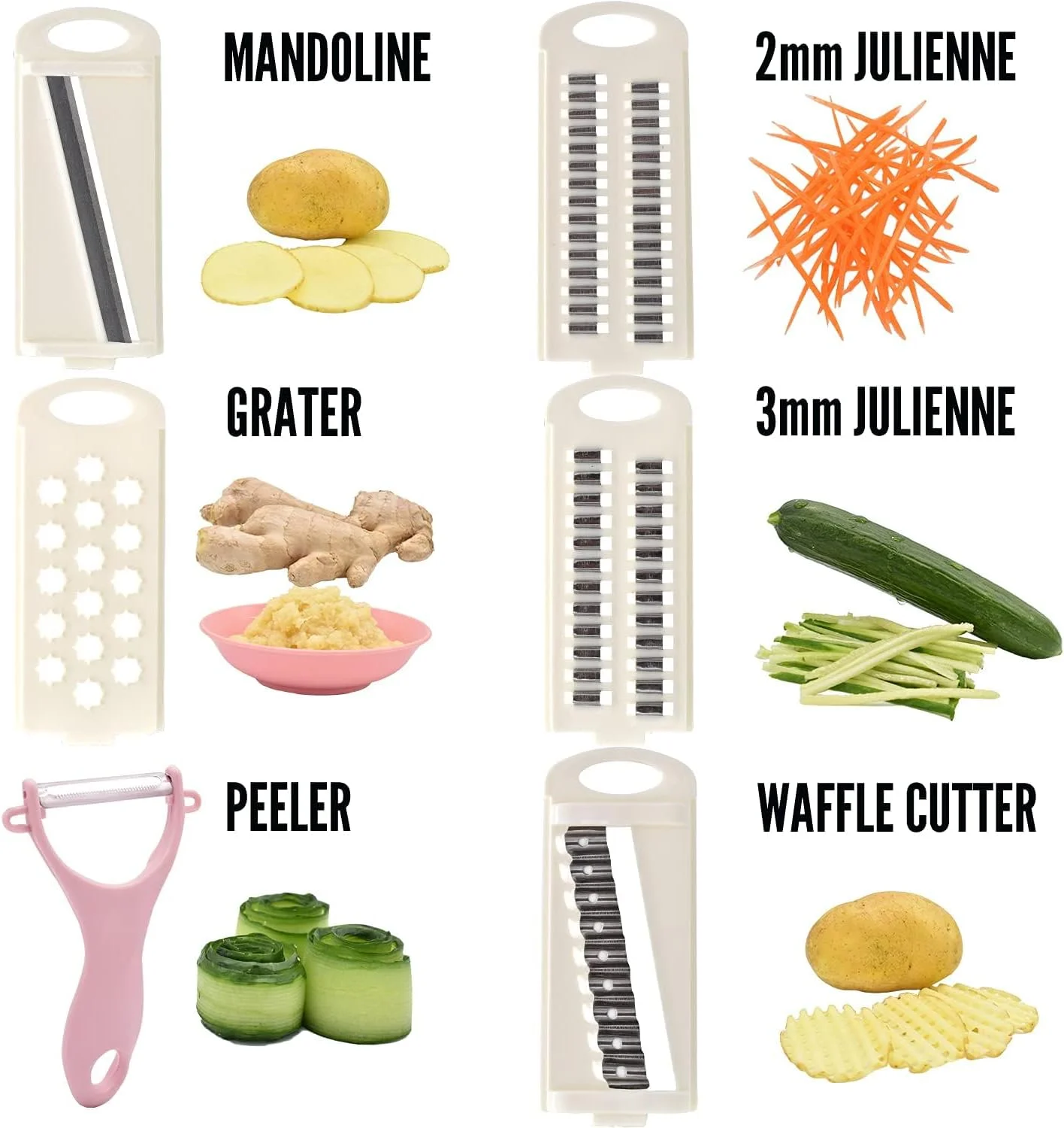 اسلایسر چندکاره 5 در 1 دفسدار برای آشپزخانه، اسلایسر سبزیجات با تیغه های متنوع برای چیپس سیب زمینی، خردکن سبزیجات، برش دهنده سبزیجات، خردکن رشته ای و پوست کن برای کارهای کوچک در آشپزخانه، صورتی اسلایسر چندکاره 5 در 1 دفسدار برای آشپزخانه، اسلایسر سبزیجات با تیغه های متنوع برای چیپس سیب زمینی، خردکن سبزیجات، برش دهنده سبزیجات، خردکن رشته ای و پوست کن برای کارهای کوچک در آشپزخانه، صورتی