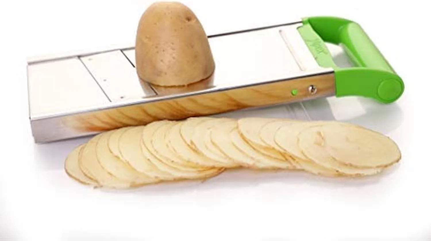 اسلایسر ساده زیتون سیاه - برشگر دستی چیپس سیب زمینی و سبزیجات استیل ضد زنگ برای آشپزخانه، اسلایسر ساده برای تهیه چیپس ساده در آشپزخانه منزل و رستوران، دستگاه تهیه سالاد سبزیجات