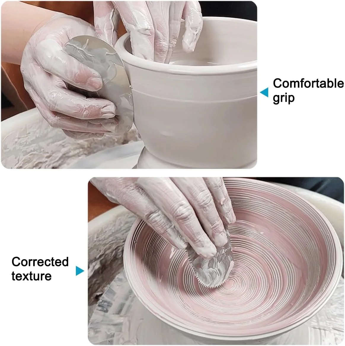 ست 10 عددی پارچه شمواه از پیش برش خورده + 3 ابزار مجسمه سازی سفالگری + 1 سوزن سرامیکی رسی + 1 ابزار بافت سیم پر برای جزئیات صنایع دستی، ابزار سفالگری رسی برای صاف کردن لبه های کوزه