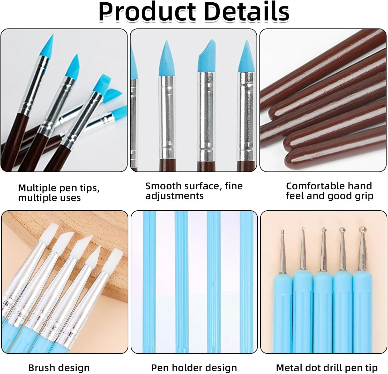 ست 10 عددی ابزار مجسمه سازی سیلیکونی، ابزار مجسمه سازی دو طرفه خاک رس، مجموعه ابزار حکاکی خاک رس مدل سازی، قلم موی رنگ سیلیکونی برای سفالگری، صنایع دستی سفالی، سنگ، ناخن، ترکیب، طراحی پروژه های هنری ست 10 عددی ابزار مجسمه سازی سیلیکونی، ابزار مجسمه سازی دو طرفه خاک رس، مجموعه ابزار حکاکی خاک رس مدل سازی، قلم موی رنگ سیلیکونی برای سفالگری، صنایع دستی سفالی، سنگ، ناخن، ترکیب، طراحی پروژه های هنری