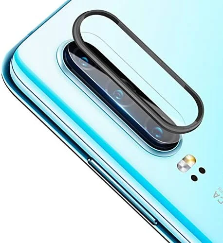 حلقه فلزی محافظ لنز دوربین پشتی ضد خش گوشی موبایل + مجموعه فیلم محافظ لنز دوربین پشتی برای هوآوی P30 (مشکی) Yyq (رنگ: مشکی)