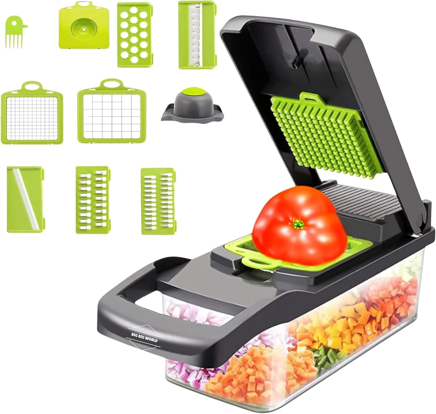 خردکن و اسلایسر سبزیجات 12 در 1 BBW - پردازنده غذای چند منظوره با تیغه های استیل ضد زنگ قابل تنظیم، ظرفیت بزرگ - ایده آل برای آشپزی کارآمد