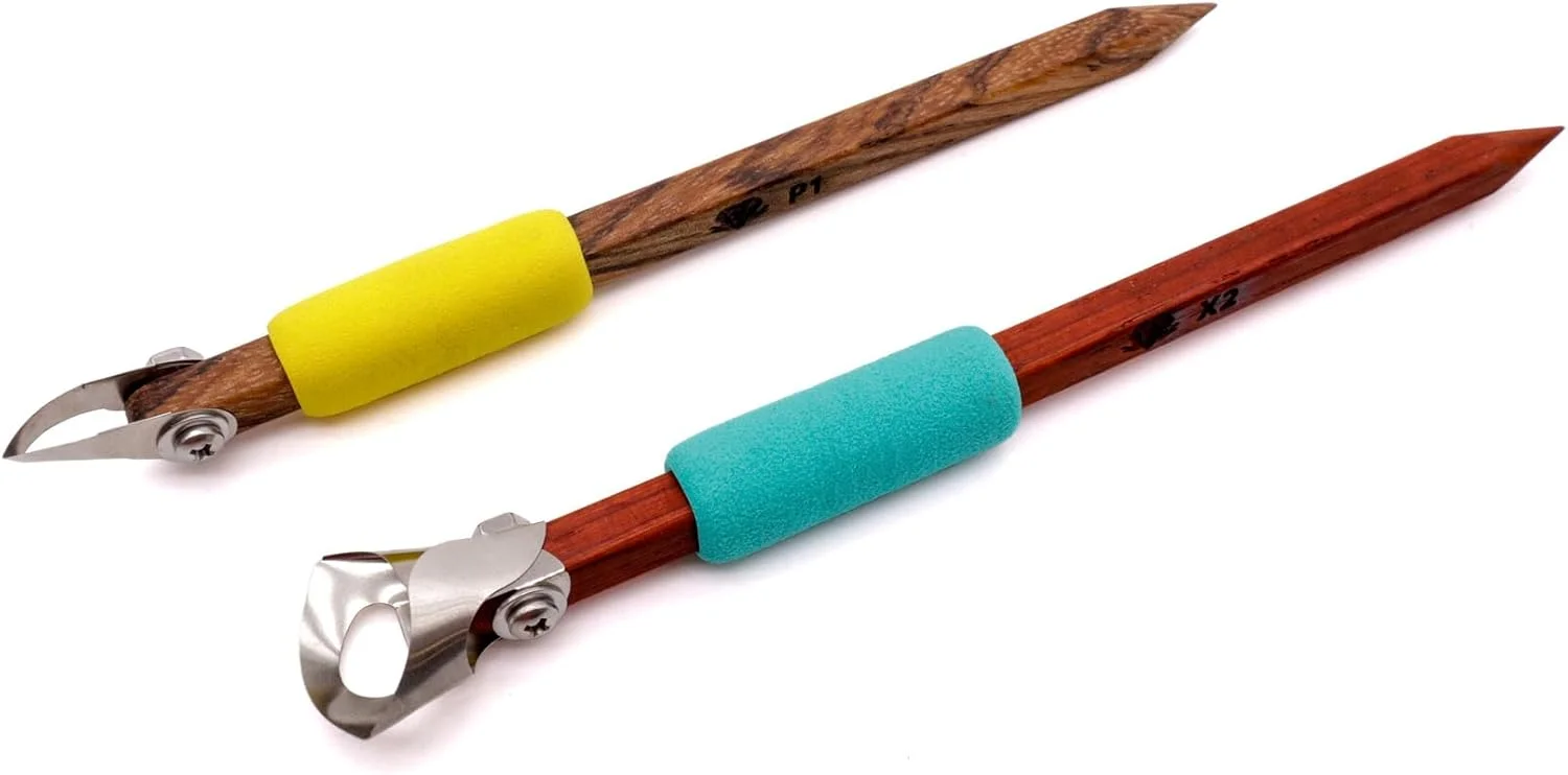 مجموعه ابزار حکاکی سفال DiamondCore Tools اصلی: بسته 2 عددی P1 و X2، مجسمه سازی خاک رس، پیرایش سرامیک، اسگرافیتو، فلوتینگ (مجموعه 1)