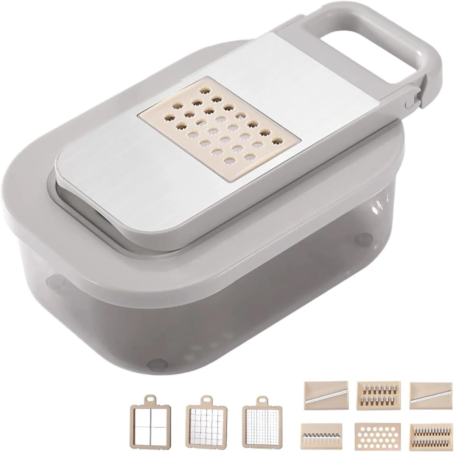 اسلایسر آشپزخانه 9 در 1 Beauenty، دستگاه چند تیغه ای برش سبزیجات و سیب زمینی برای چیپس، برش سبزیجات قابل تنظیم با ظرف، برش سبزیجات با محافظ دست (11 تکه)