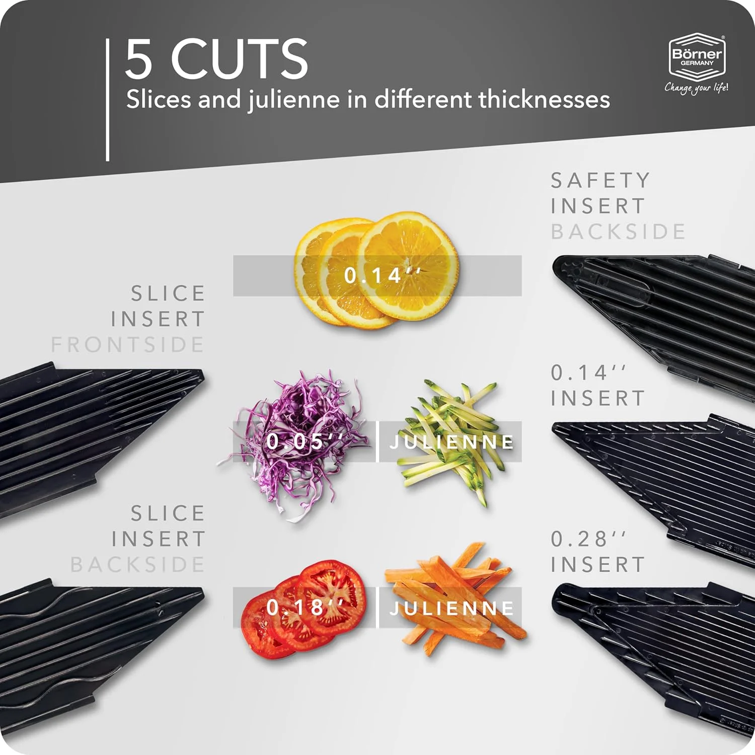 ست کامل رنده ماندولین Börner V6 ExclusiveLine (7 تکه) • اسلایسر سبزیجات (V-اسلایسر) + تیغه ها + محافظ ایمنی • 3 ضخامت برش + 2 تیغه چاقو • ست اسلایسر آشپزخانه (مشکی) ست کامل رنده ماندولین Börner V6 ExclusiveLine (7 تکه) • اسلایسر سبزیجات (V-اسلایسر) + تیغه ها + محافظ ایمنی • 3 ضخامت برش + 2 تیغه چاقو • ست اسلایسر آشپزخانه (مشکی)