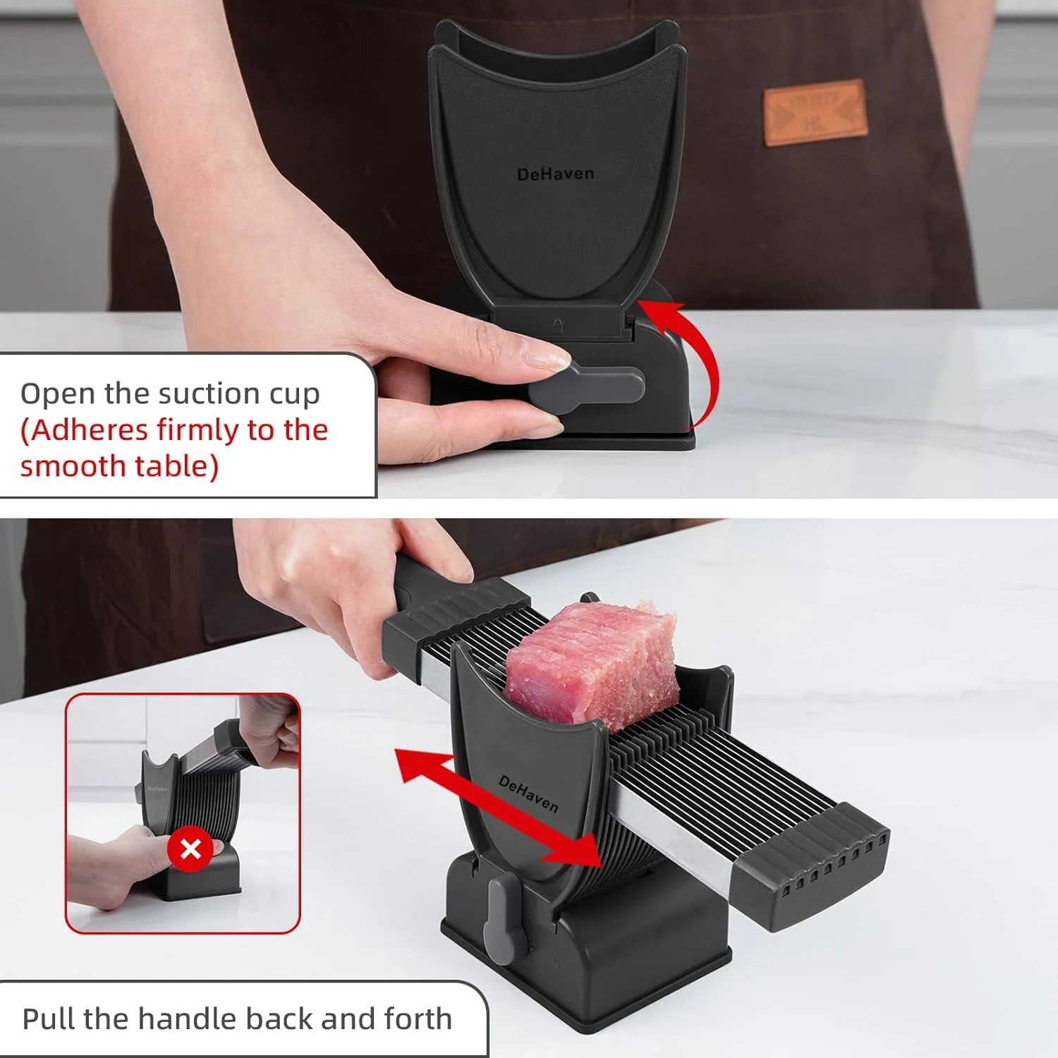 ست چاقوی آشپزخانه و برش گوشت باربیکیو DeHaven، برش دهنده گوشت تازه برای برش، خرد کردن گوشت گاو، مرغ، گوشت گوسفند، برش دهنده مواد غذایی برای آشپزی در خانه، باربیکیو، هات پات، طراحی بادوام، روکش مشکی