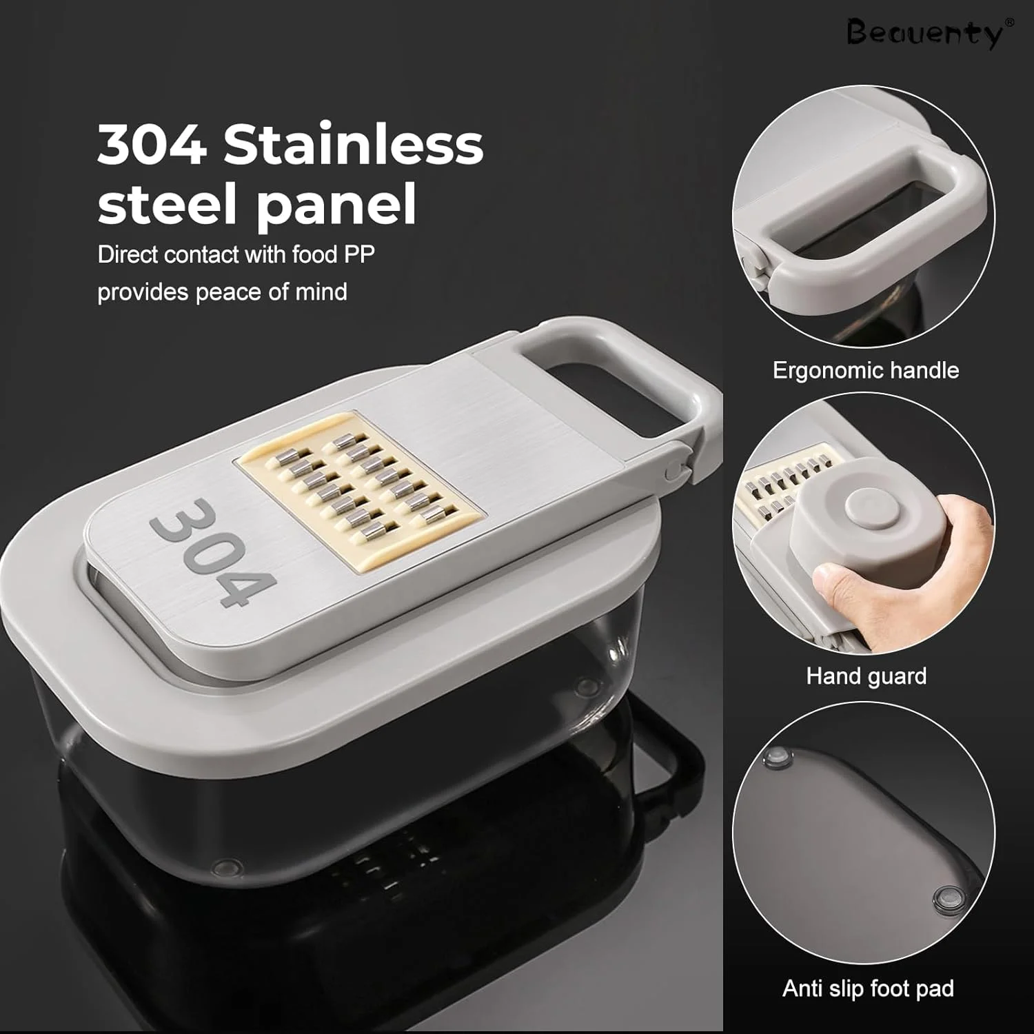 اسلایسر آشپزخانه 9 در 1 Beauenty، دستگاه چند تیغه ای برش سبزیجات و سیب زمینی برای چیپس، برش سبزیجات قابل تنظیم با ظرف، برش سبزیجات با محافظ دست (11 تکه)