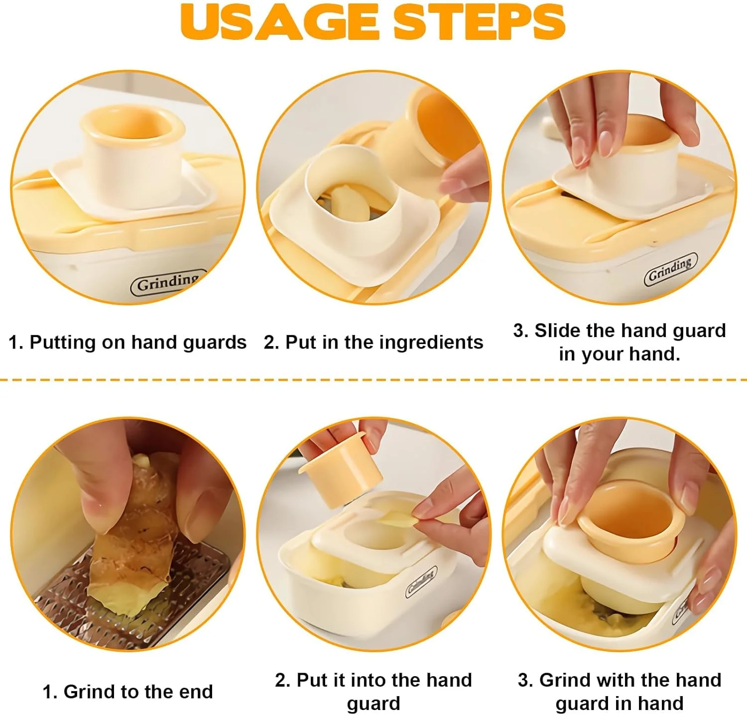 آزونه آسیاب دستی سیر و رنده زنجبیل، ابزار آشپزخانه چند منظوره 2 در 1 با برش دهنده سبزیجات، ایده آل برای استفاده روزانه و پخت و پز در فضای باز (زرد)