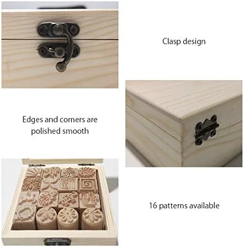 مجموعه 16 عددی مهر سفالی چوبی TINTON LIFE، ابزار سفالگری، مهر بلوک چوبی