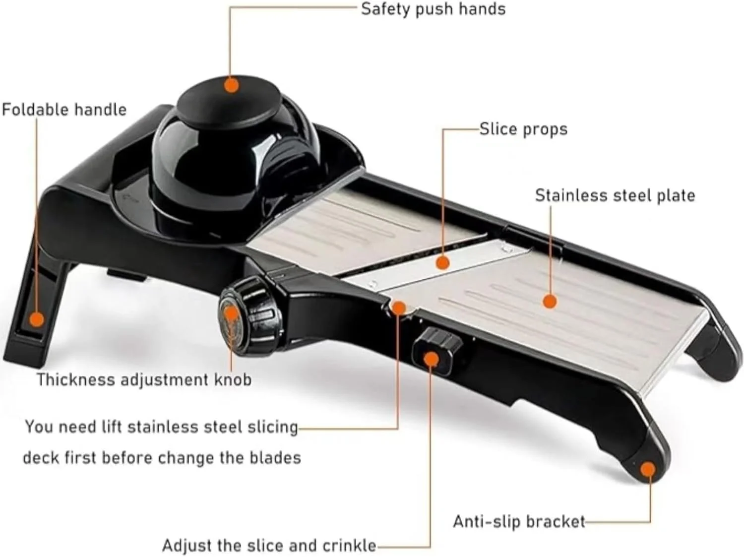 اسلایسر ماندولین قابل تنظیم ALMEKAQUZ، اسلایسر همه کاره ماندولین برای آشپزخانه، اسلایسر غذای ماندولین استیل ضد زنگ، ماندولین، اسلایسر سیب زمینی، اسلایسر گوجه فرنگی به همراه دستکش های مقاوم در برابر برش و برس تمیز کننده