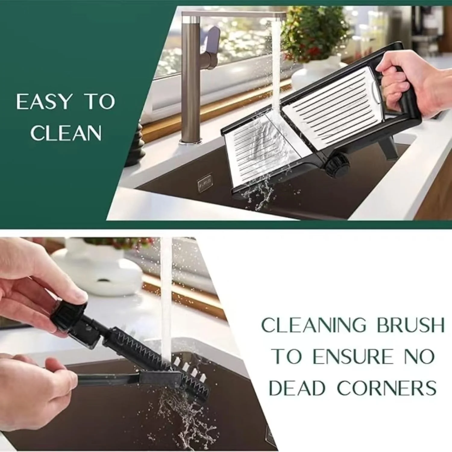 اسلایسر ماندولین قابل تنظیم ALMEKAQUZ، اسلایسر همه کاره ماندولین برای آشپزخانه، اسلایسر غذای ماندولین استیل ضد زنگ، ماندولین، اسلایسر سیب زمینی، اسلایسر گوجه فرنگی به همراه دستکش های مقاوم در برابر برش و برس تمیز کننده