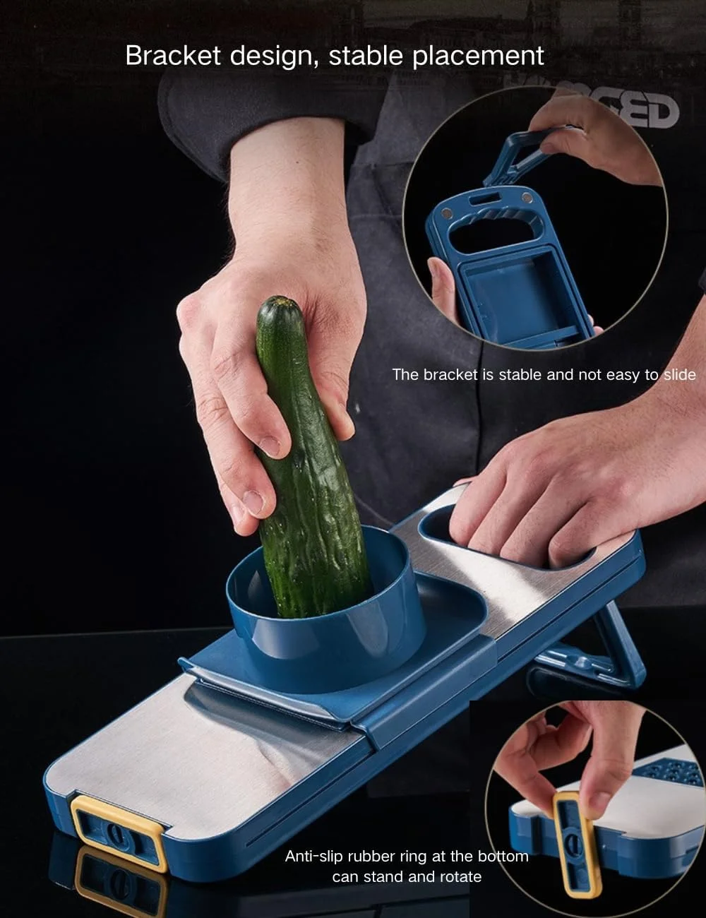 ست پوست کن و اسلایسر سبزیجات چند منظوره 6 در 1 - اسلایسر دستی آشپزخانه از جنس استیل ضد زنگ برای پیاز، گوجه فرنگی، هویج - برش، خرد کردن و پوست کندن با ظرف نگهداری تیغه (تمیز کردن آسان، بدون BPA)