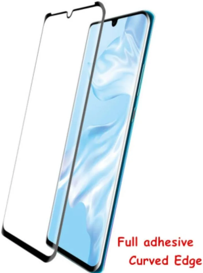 FHNLKFS محافظ صفحه نمایش شیشه ای حرارت دیده خمیده با چسب کامل، مناسب برای گوشی هواوی P30 Pro، فیلم محافظ صفحه نمایش سه بعدی خمیده، شیشه برای هواوی P30 Pro
