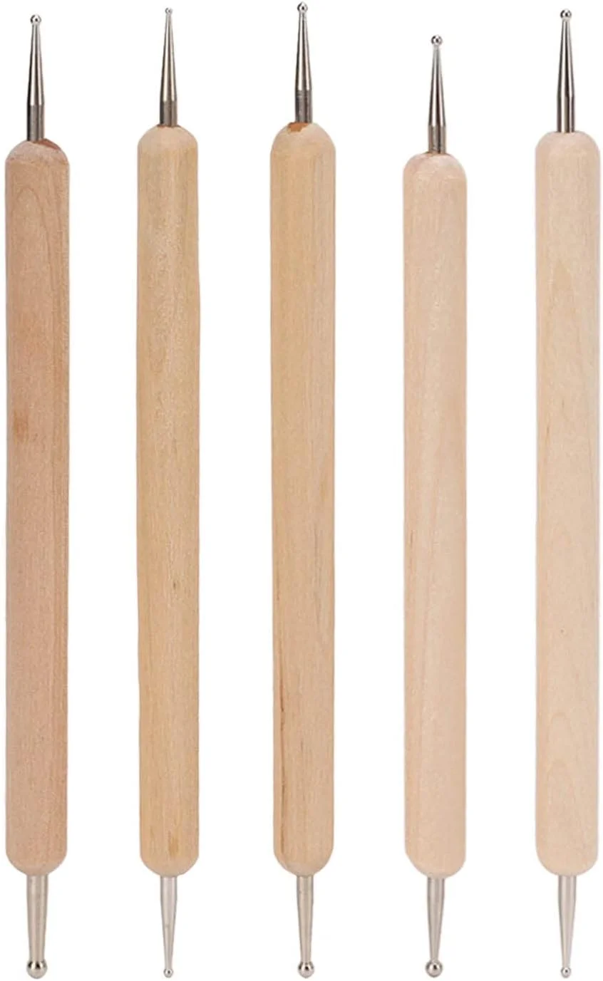 ست قلم استایلوس نقطه گذاری دو سر 5 عددی با دسته محکم - ساخته شده از چوب کامپوزیت و توپ فولادی، مناسب برای خاک رس، سفال، مجسمه سازی و سایر پروژه های صنایع دستی ست قلم استایلوس نقطه گذاری دو سر 5 عددی با دسته محکم - ساخته شده از چوب کامپوزیت و توپ فولادی، مناسب برای خاک رس، سفال، مجسمه سازی و سایر پروژه های صنایع دستی