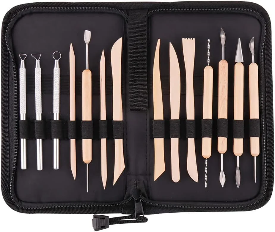 ست ابزار مجسمه سازی خاک رس SKEIDO شامل 14 عدد ابزار حکاکی سفالگری، سرامیک، دسته چوبی، ابزار مدل سازی خاک رس، هنر و صنایع دستی ست ابزار مجسمه سازی خاک رس SKEIDO شامل 14 عدد ابزار حکاکی سفالگری، سرامیک، دسته چوبی، ابزار مدل سازی خاک رس، هنر و صنایع دستی