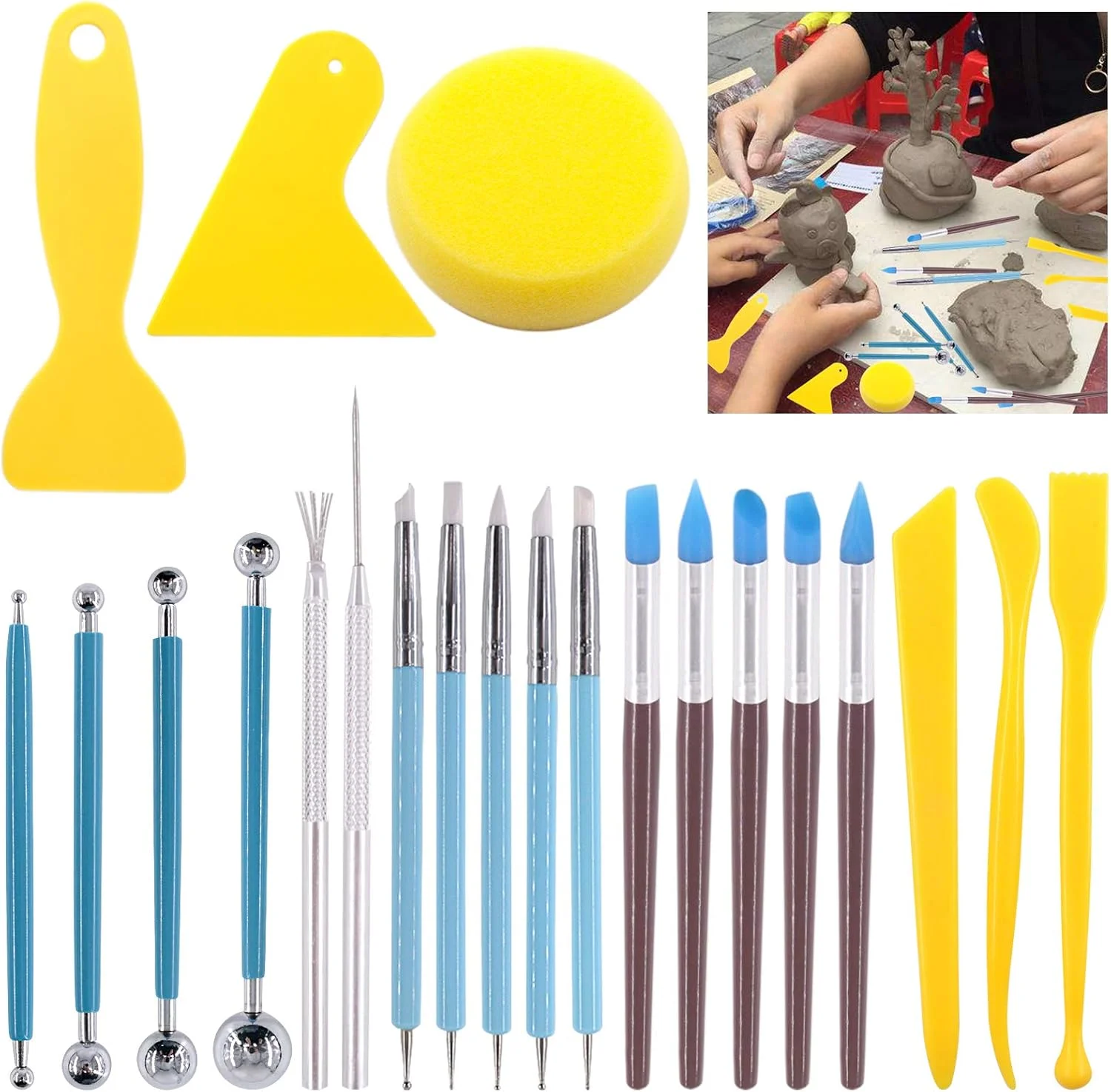 مجموعه 22 عددی ابزار مجسمه سازی و مدل سازی خمیر کلی Glarks شامل ابزارهای نقطه گذاری مدل سازی دو طرفه، قلم های توپی، قلم های نوک لاستیکی و ابزارهای سفالی پلاستیکی برای برجسته سازی هنر، نقاشی ناخن مجموعه 22 عددی ابزار مجسمه سازی و مدل سازی خمیر کلی Glarks شامل ابزارهای نقطه گذاری مدل سازی دو طرفه، قلم های توپی، قلم های نوک لاستیکی و ابزارهای سفالی پلاستیکی برای برجسته سازی هنر، نقاشی ناخن
