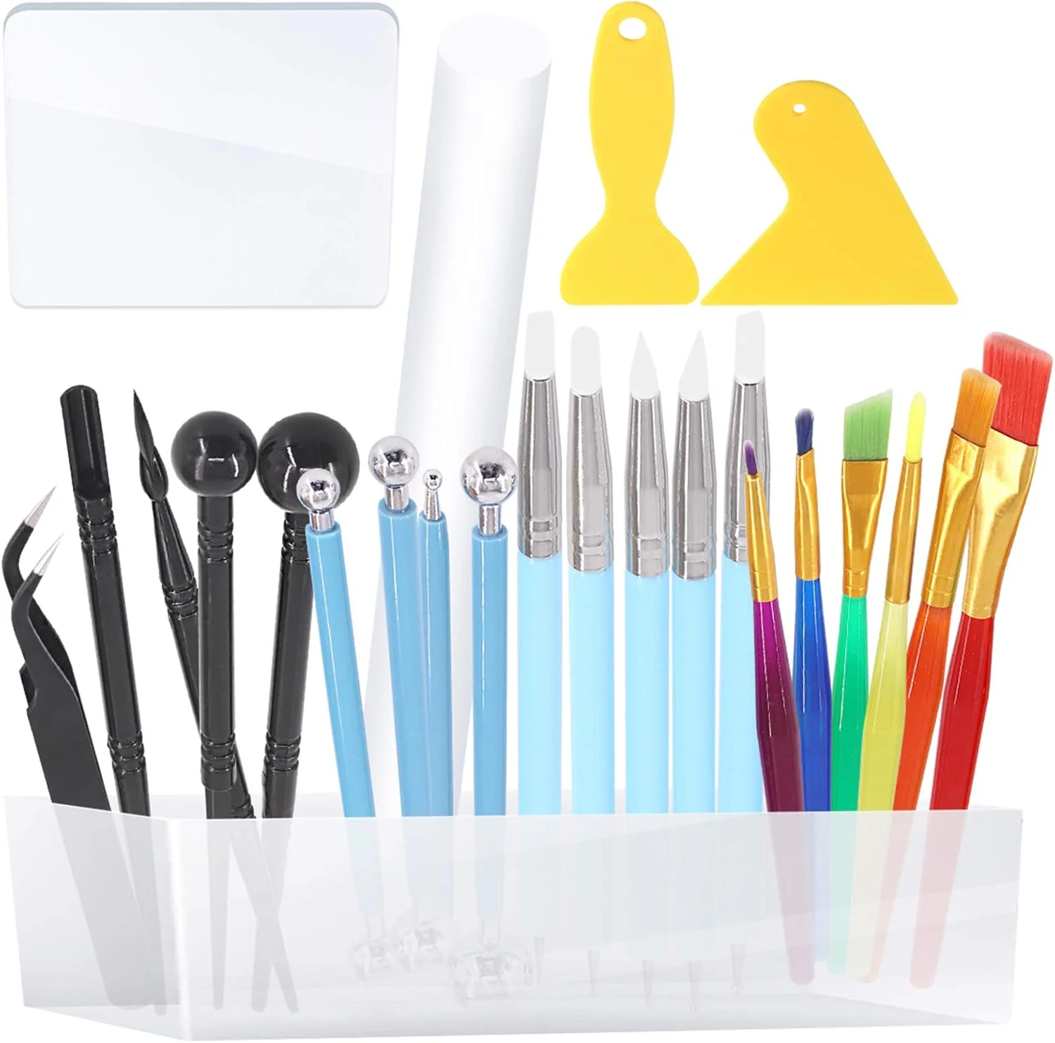 مجموعه 24 عددی ابزار مجسمه سازی و جزئیات سفالی Hilitchi شامل قلم های توپی، ابزارهای سیلیکونی دو منظوره و قلم مو برای سفالگری، رنگ آمیزی تمپرا، نقاشی روی سنگ، طراحی ناخن و سایر کارهای DIY مجموعه 24 عددی ابزار مجسمه سازی و جزئیات سفالی Hilitchi شامل قلم های توپی، ابزارهای سیلیکونی دو منظوره و قلم مو برای سفالگری، رنگ آمیزی تمپرا، نقاشی روی سنگ، طراحی ناخن و سایر کارهای DIY