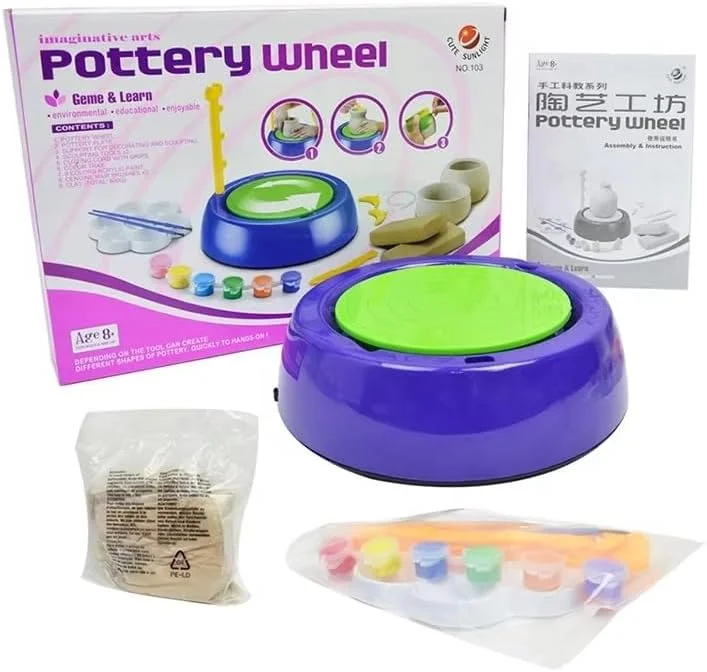 کیت چرخ سفالگری آموزشی DIY – چرخ سفالی برقی، ابزار کاردستی عملی، استودیوی خاک رس خشک شونده در هوا برای کودکان و مبتدیان – اسباب بازی STEM سرگرم کننده برای تخیل، خلاقیت و مهارت سازی کیت چرخ سفالگری آموزشی DIY – چرخ سفالی برقی، ابزار کاردستی عملی، استودیوی خاک رس خشک شونده در هوا برای کودکان و مبتدیان – اسباب بازی STEM سرگرم کننده برای تخیل، خلاقیت و مهارت سازی