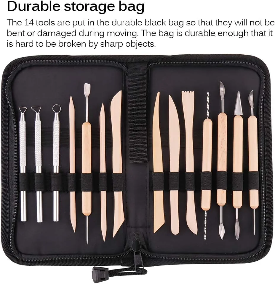 ست ابزار مجسمه سازی خاک رس SKEIDO شامل 14 عدد ابزار حکاکی سفالگری، سرامیک، دسته چوبی، ابزار مدل سازی خاک رس، هنر و صنایع دستی ست ابزار مجسمه سازی خاک رس SKEIDO شامل 14 عدد ابزار حکاکی سفالگری، سرامیک، دسته چوبی، ابزار مدل سازی خاک رس، هنر و صنایع دستی