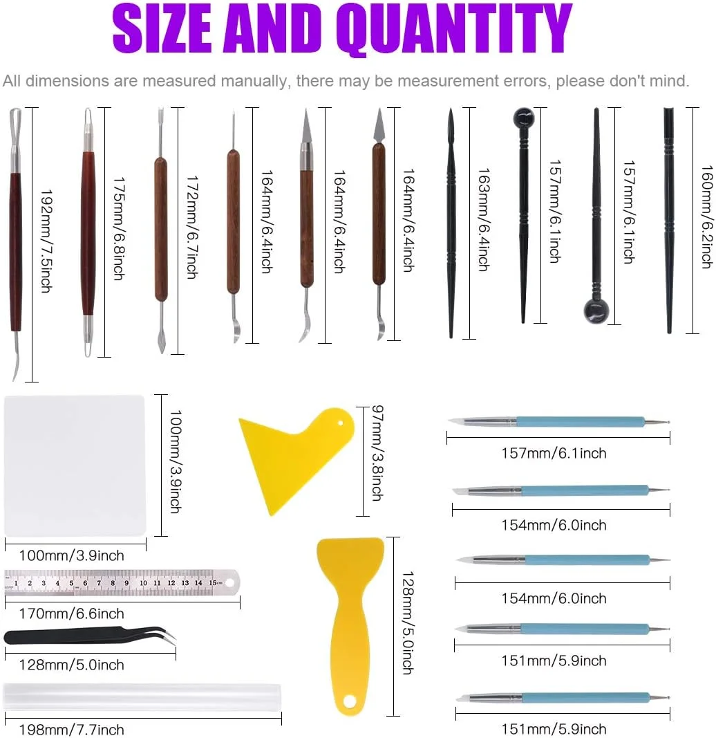 ست 21 عددی ابزار مجسمه سازی خمیر مدل سازی Swpeet، ست دو طرفه دسته دار، ابزار سفالگری با طراحی دو سر، ابزار مدل سازی قلم توپ پلاستیکی، غلتک خمیر، خراشنده خمیر برای مدل سازی خمیر ست 21 عددی ابزار مجسمه سازی خمیر مدل سازی Swpeet، ست دو طرفه دسته دار، ابزار سفالگری با طراحی دو سر، ابزار مدل سازی قلم توپ پلاستیکی، غلتک خمیر، خراشنده خمیر برای مدل سازی خمیر