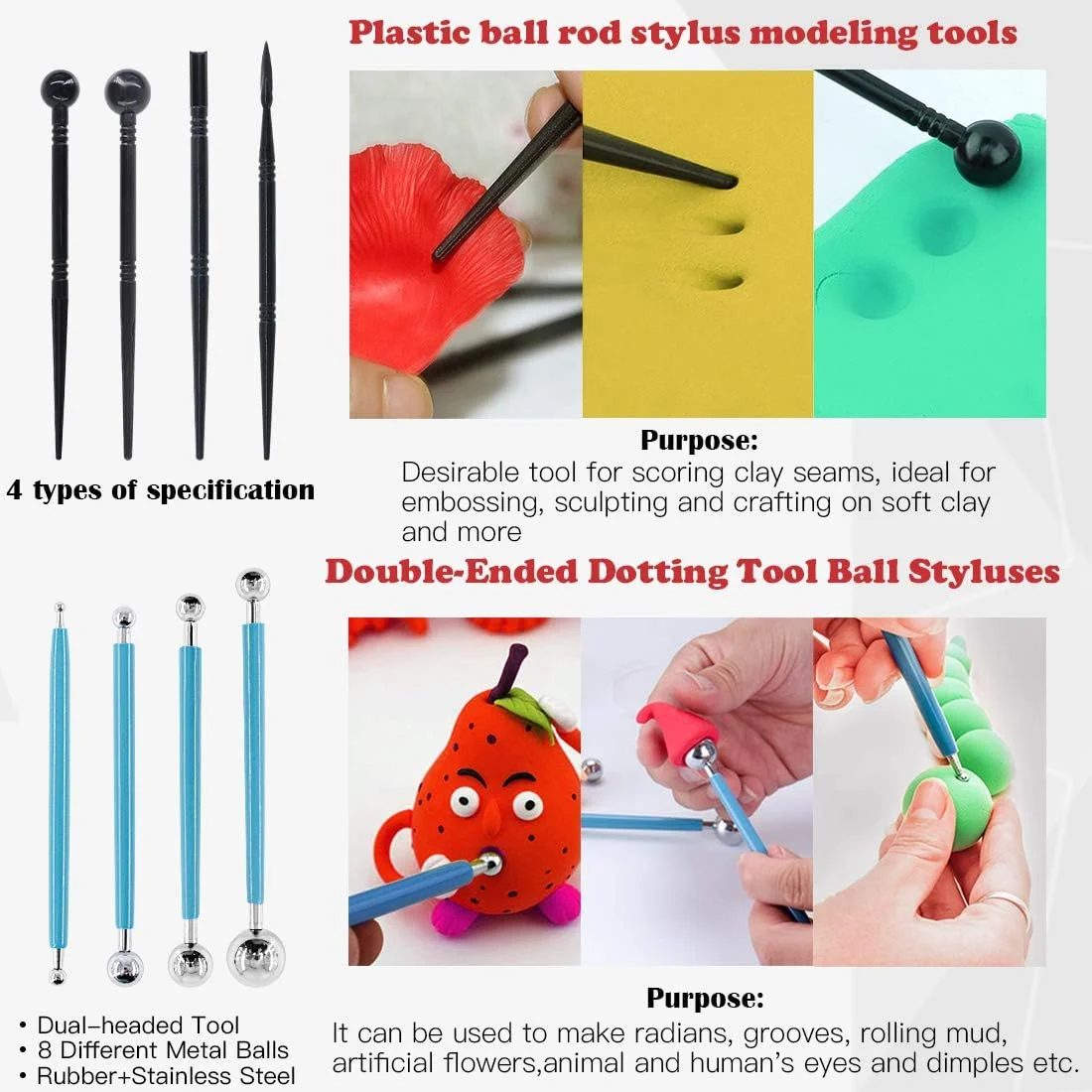 مجموعه 24 عددی ابزار مجسمه سازی و جزئیات سفالی Hilitchi شامل قلم های توپی، ابزارهای سیلیکونی دو منظوره و قلم مو برای سفالگری، رنگ آمیزی تمپرا، نقاشی روی سنگ، طراحی ناخن و سایر کارهای DIY مجموعه 24 عددی ابزار مجسمه سازی و جزئیات سفالی Hilitchi شامل قلم های توپی، ابزارهای سیلیکونی دو منظوره و قلم مو برای سفالگری، رنگ آمیزی تمپرا، نقاشی روی سنگ، طراحی ناخن و سایر کارهای DIY