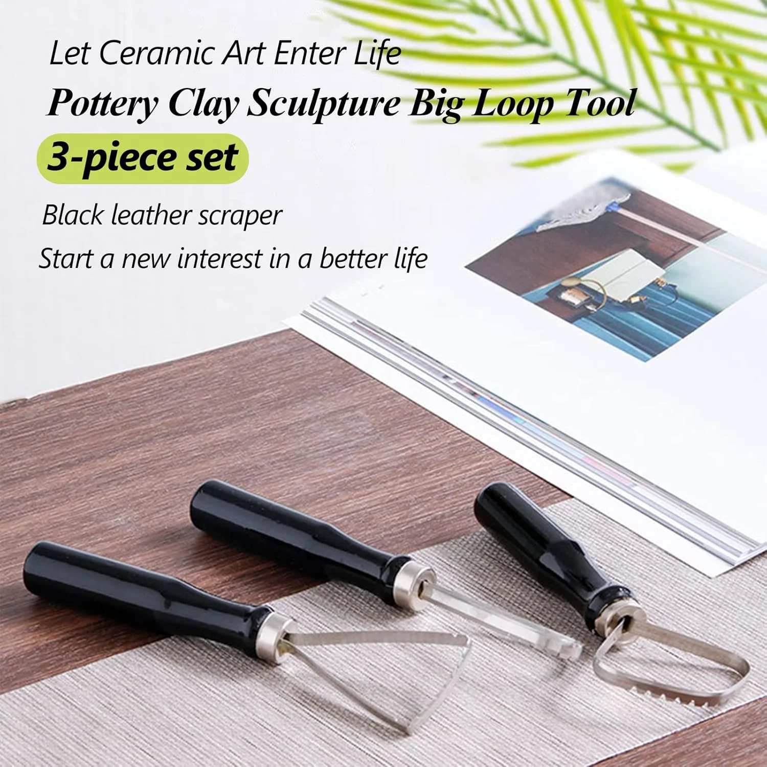 ابزار مجسمه سازی سفالی Zunate با حلقه بزرگ (3 عددی)، سیم تخت فولادی، برای ابزارهای مدل سازی مجسمه سفالی