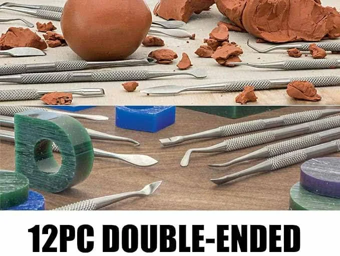 مجموعه ابزار مجسمه سازی موم تزویق، ابزار مجسمه سازی موم دو سر، ابزار مجسمه سازی خاک رس، مجموعه ابزار مجسمه سازی 12 تکه استیل ضد زنگ مجموعه ابزار مجسمه سازی موم تزویق، ابزار مجسمه سازی موم دو سر، ابزار مجسمه سازی خاک رس، مجموعه ابزار مجسمه سازی 12 تکه استیل ضد زنگ