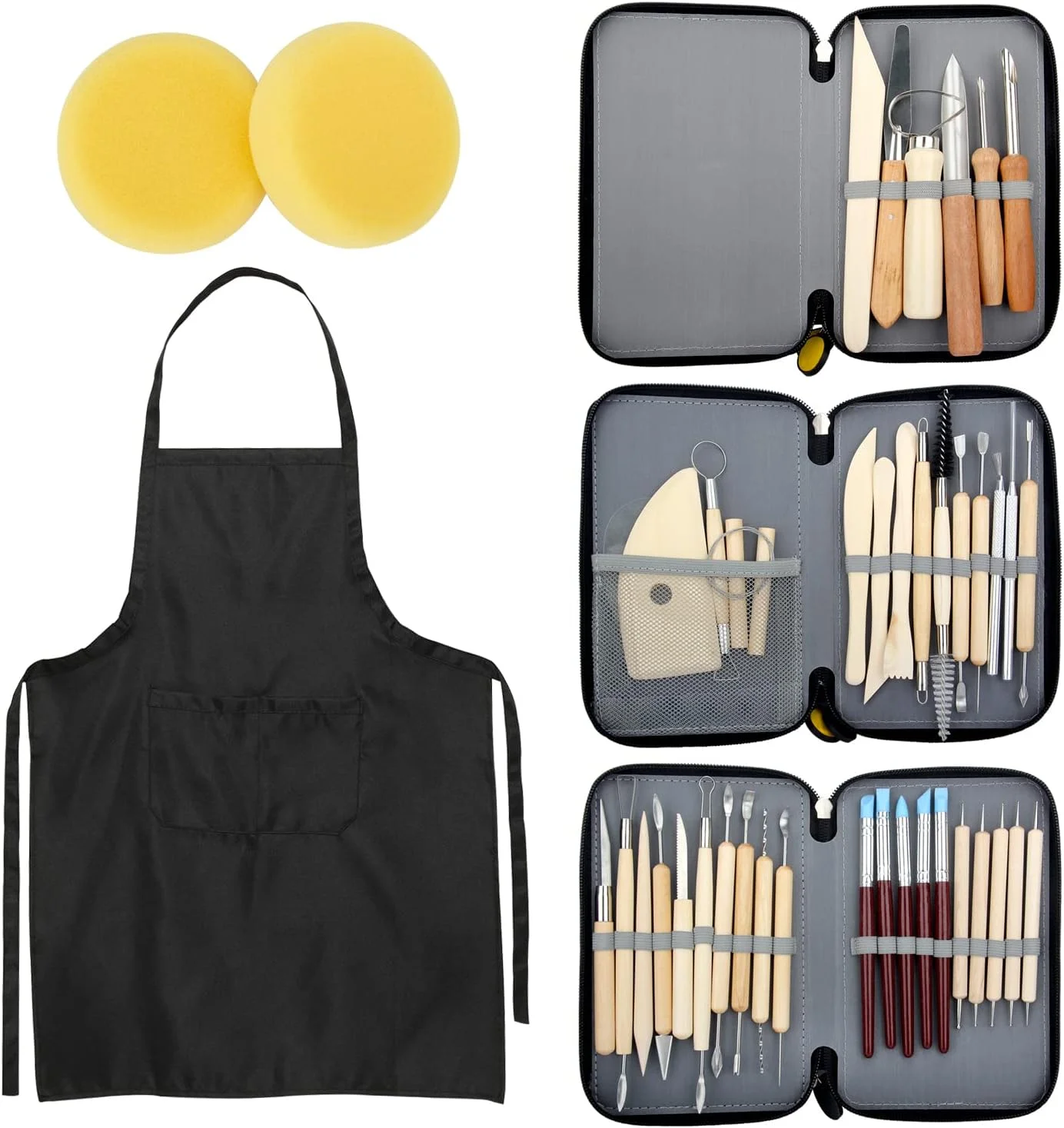 مجموعه ۴۲ عددی ابزار مجسمه سازی خاک رس Blisstime با دسته چوبی مجموعه ۴۲ عددی ابزار مجسمه سازی خاک رس Blisstime با دسته چوبی