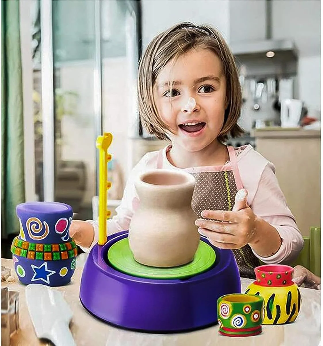 کیت چرخ سفالگری با خاک رس خشک شونده، ابزار و لوازم جانبی برای کودکان! مجموعه کامل مبتدی با ابزار مجسمه سازی، لوازم هنری و سرگرمی کاردستی برای دختران، هدیه عالی DIY برای سنین 4-12 خاک رس برای کودکان کیت چرخ سفالگری با خاک رس خشک شونده، ابزار و لوازم جانبی برای کودکان! مجموعه کامل مبتدی با ابزار مجسمه سازی، لوازم هنری و سرگرمی کاردستی برای دختران، هدیه عالی DIY برای سنین 4-12 خاک رس برای کودکان