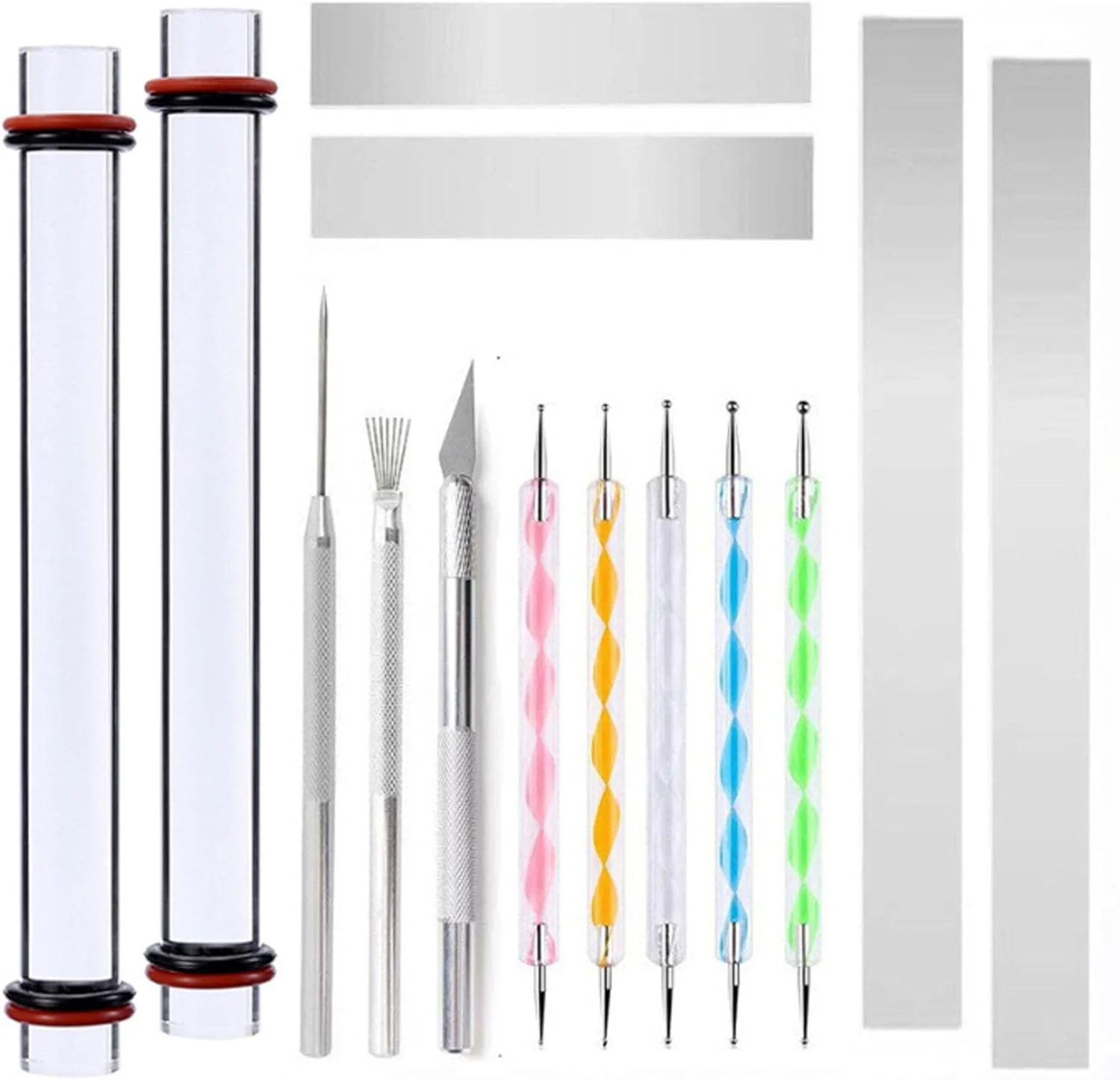 مجموعه 14 عددی ابزار سفال پلیمری تزویق، شامل وردنه اکریلیک، چاقوی برش، ابزار نقطه گذاری، لوازم جانبی جواهرات، کاتر، پرس، به همراه حلقه های ضخامت، تیغه بافت، کیت ساخت گوشواره و مجسمه سازی مجموعه 14 عددی ابزار سفال پلیمری تزویق، شامل وردنه اکریلیک، چاقوی برش، ابزار نقطه گذاری، لوازم جانبی جواهرات، کاتر، پرس، به همراه حلقه های ضخامت، تیغه بافت، کیت ساخت گوشواره و مجسمه سازی