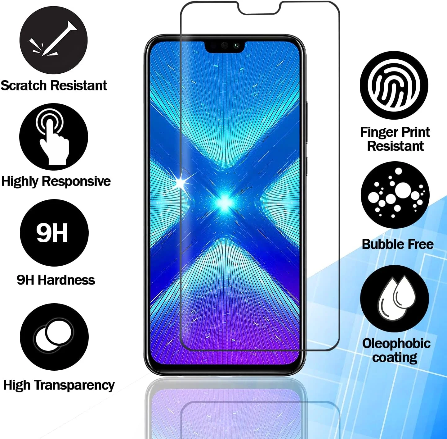 محافظ صفحه نمایش شیشه ای حرارت دیده [3 عدد] RKINC برای گوشی هواوی P20 Lite Nova 3e، سختی 9H، ضخامت 0.33 میلی متر [ضد خش] [مقاوم در برابر شکستن] [بدون حباب]