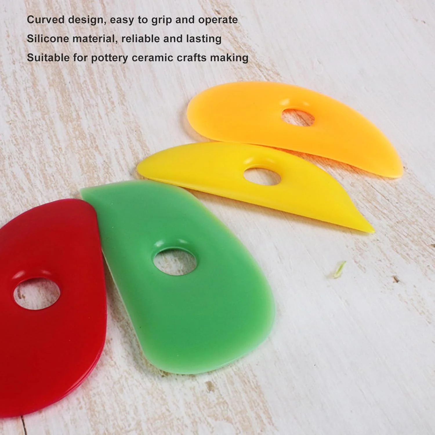 مجموعه 4 عددی ابزار سفالگری رابر نرم، ابزار سرامیک سیلیکونی، ابزار رابر سفالگری، ابزار سفالگری کلاسیک برای مجسمه سازی و شکل دهی سفال