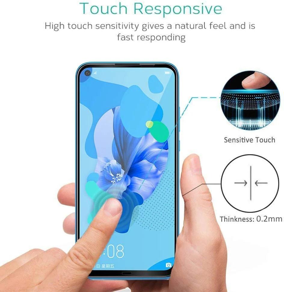 محافظ صفحه نمایش شیشه ای حرارت دیده شفاف HD مدل MaiJin [بسته 2 عددی] برای گوشی هوآوی P20 Lite (2019) و نوا 5i (صفحه نمایش 6.4 اینچی)