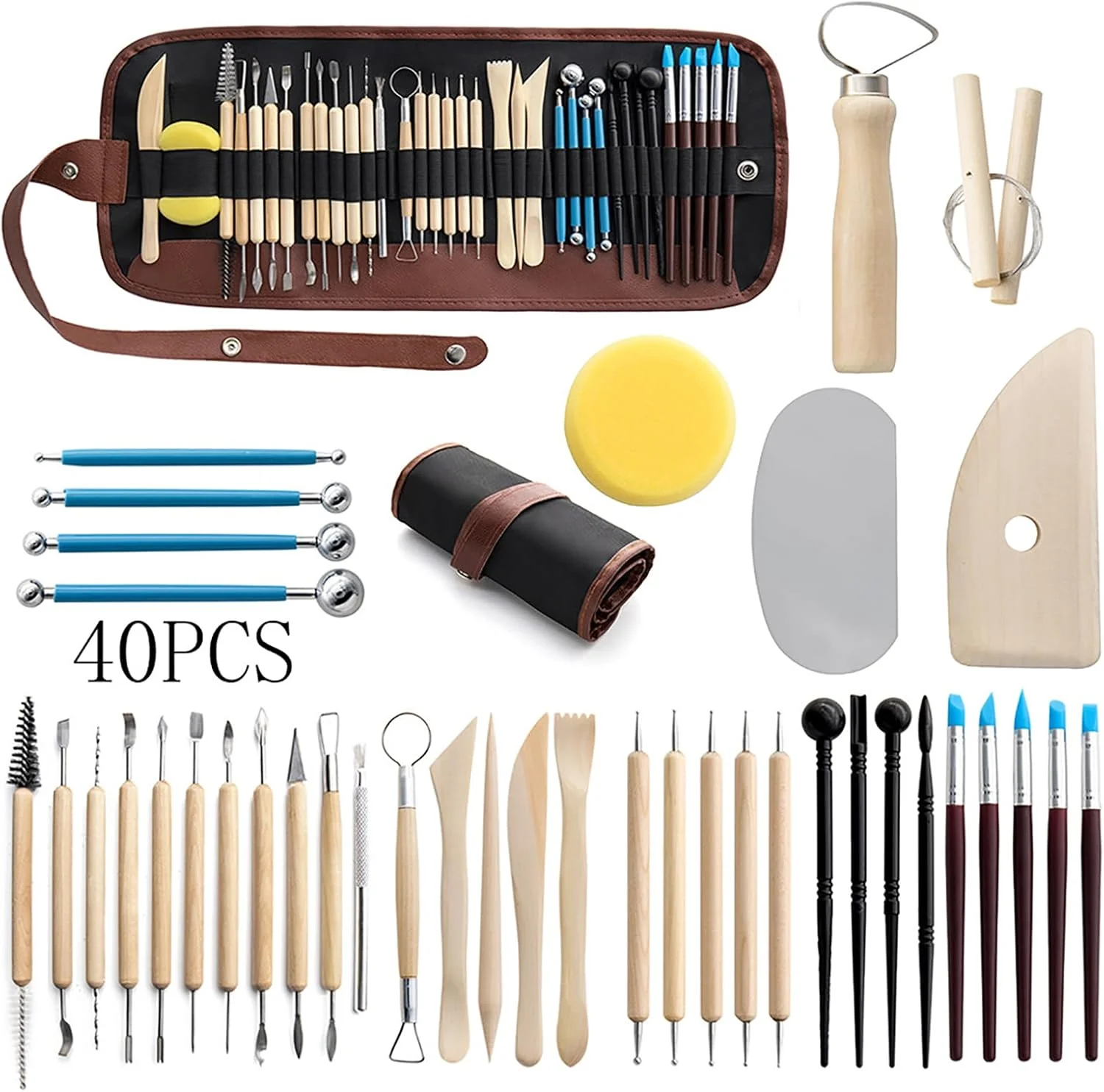 مجموعه ابزار مجسمه سازی خمیر جویزز، 40 تکه ابزار سفالگری برای بزرگسالان، کودکان و مبتدیان، ابزار خمیر پلیمری با کیف حمل، کیت خمیر مجسمه سازی برای مجسمه سازی، قالب گیری، برش، شکل دادن، خراشیدن، نقطه گذاری مجموعه ابزار مجسمه سازی خمیر جویزز، 40 تکه ابزار سفالگری برای بزرگسالان، کودکان و مبتدیان، ابزار خمیر پلیمری با کیف حمل، کیت خمیر مجسمه سازی برای مجسمه سازی، قالب گیری، برش، شکل دادن، خراشیدن، نقطه گذاری