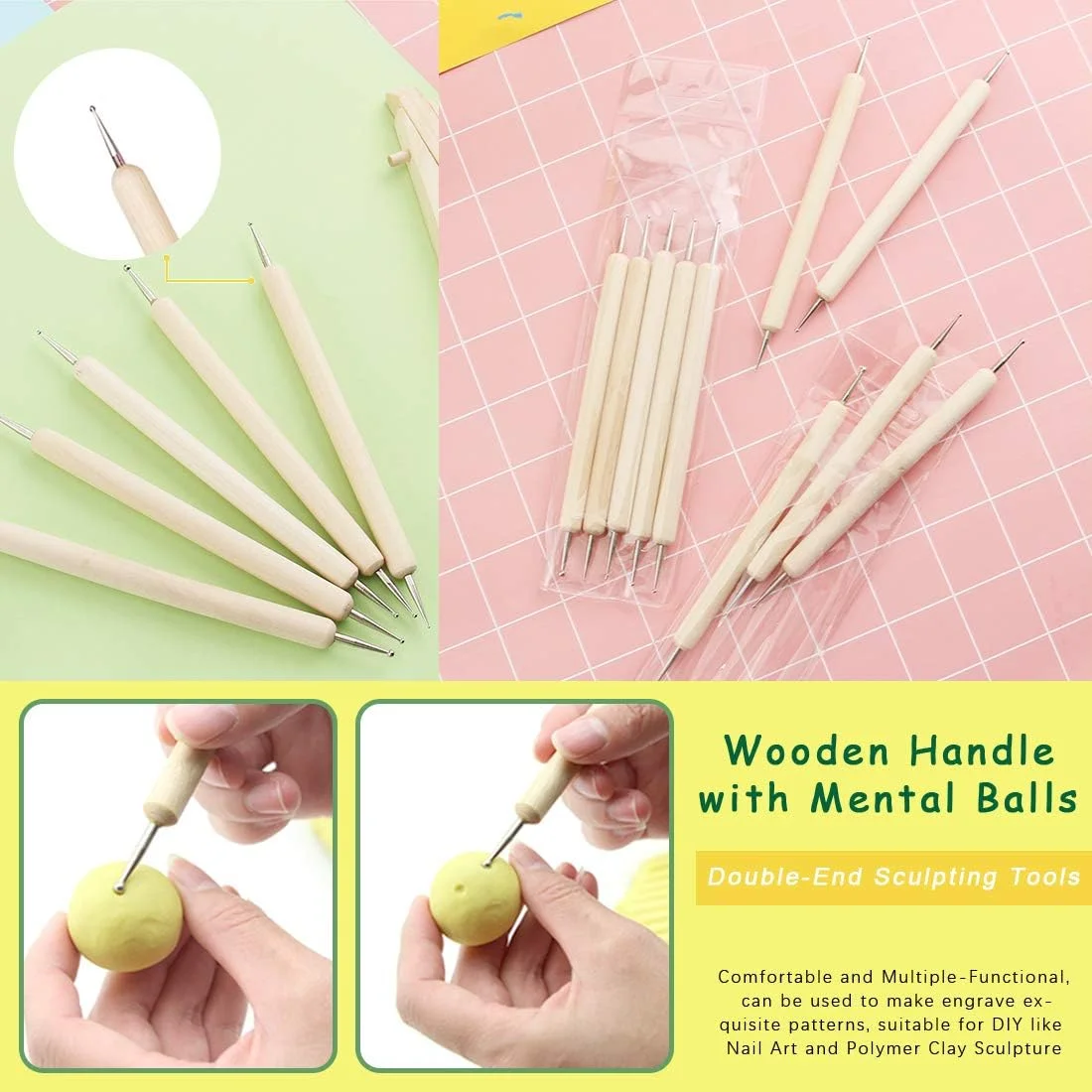 مجموعه 26 عددی ابزار مجسمه سازی و مدل سازی خمیر پلیمری Keadic، ابزار سفالگری با طراحی دو طرفه، قلم های مجسمه سازی پلاستیکی مشکی، ابزار نقطه گذاری استایلوس توپی، غلتک خمیر، کاردک خمیر و قلم موی رنگ روغن