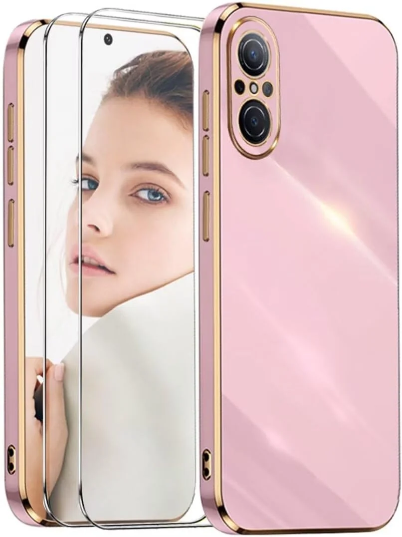 کاور ATISIJIE برای هوآوی نوا 9 SE، به همراه 2 محافظ صفحه شیشه ای حرارت دیده، قاب محافظ با روکش آبکاری شده از جنس سیلیکون نرم TPU برای هوآوی نوا 9 SE - بنفش