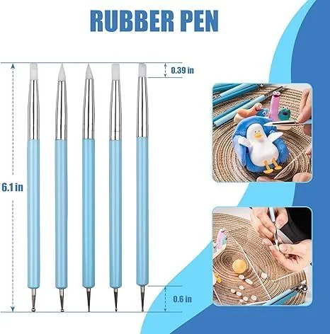 ابزار نقطه گذاری تزویق، ابزار مجسمه سازی خمیر سیلیکونی، ابزار نقطه گذاری قلم توپی سفالی سرامیکی، ابزار برجسته سازی سفال برای سنگ ها، ناخن ها، طراحی و مدل سازی