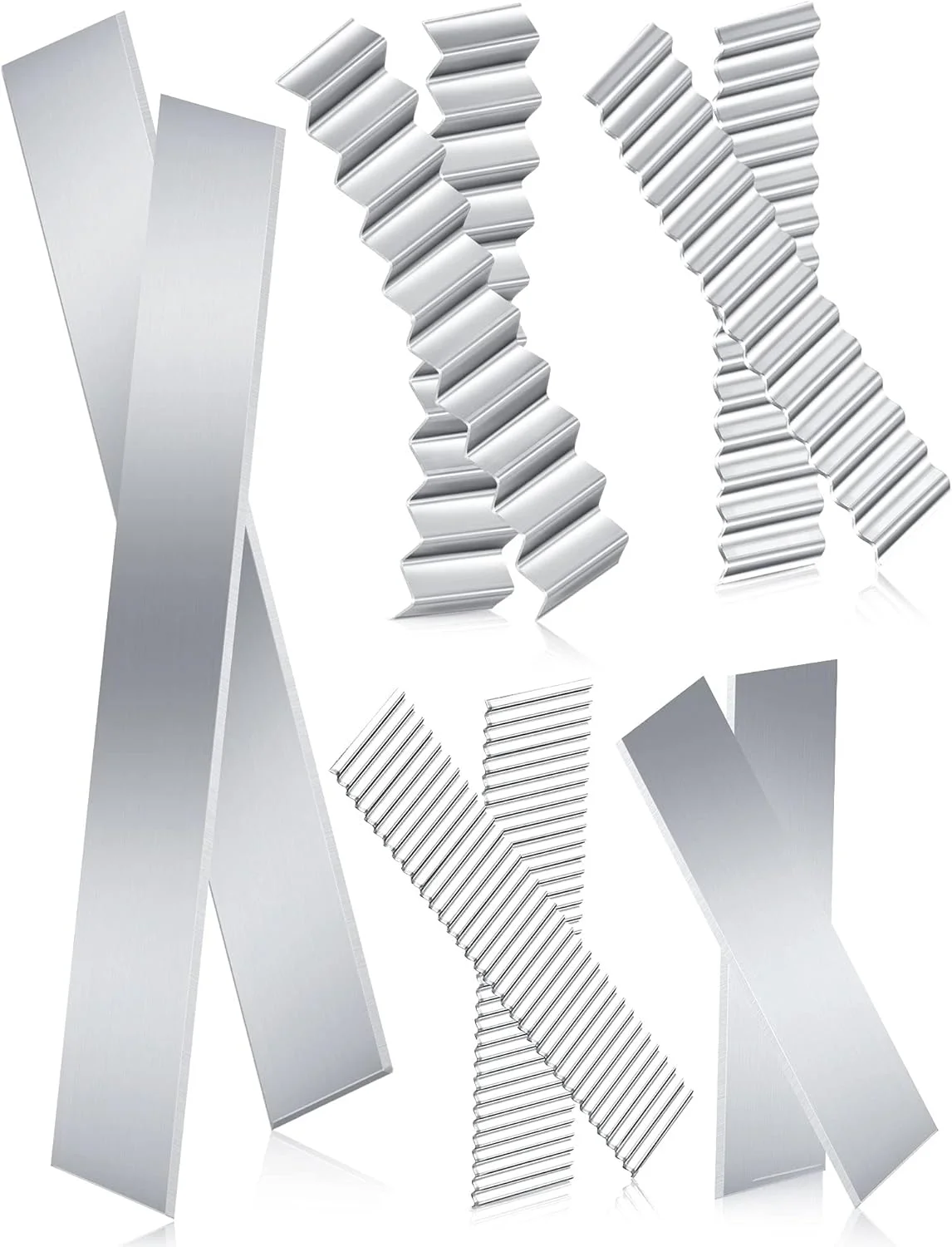ست 5 عددی برشگرهای انعطاف پذیر خمیر پلیمری، تیغه های فولاد کربنی برای برش، ورقه کردن، شکل دادن و مجسمه سازی، ابزار برش خمیر مستقیم و موج دار برای پروژه های سفالگری سرامیکی DIY ست 5 عددی برشگرهای انعطاف پذیر خمیر پلیمری، تیغه های فولاد کربنی برای برش، ورقه کردن، شکل دادن و مجسمه سازی، ابزار برش خمیر مستقیم و موج دار برای پروژه های سفالگری سرامیکی DIY