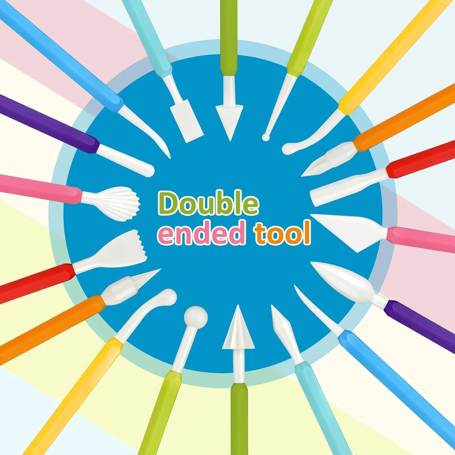 ابزار مجسمه سازی خمیر رُس تزویق، 9 تکه، مناسب برای مجسمه سازی و مدل سازی خمیر رُس، دو سر، مناسب برای کودکان و بزرگسالان