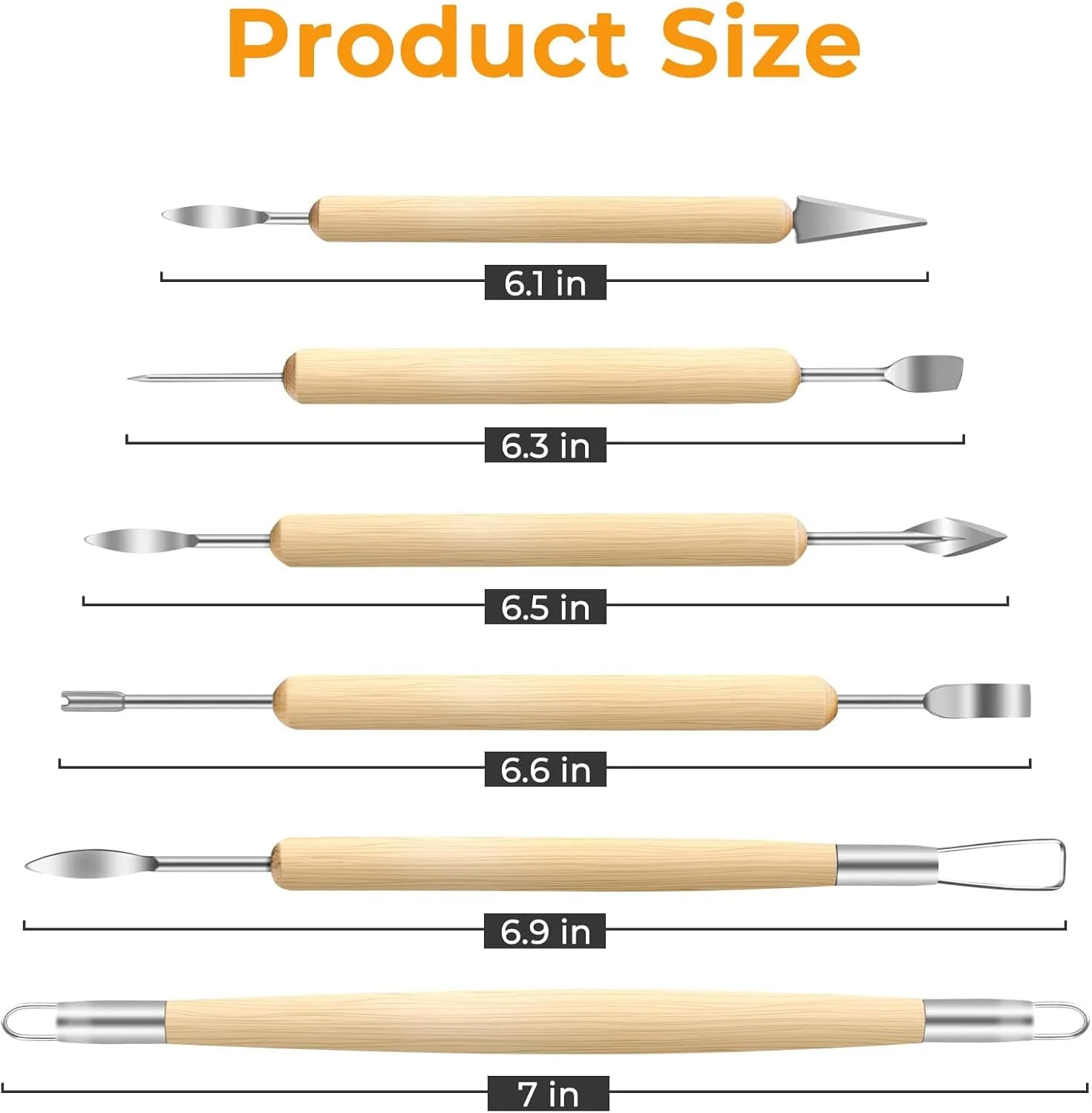 مجموعه 6 عددی ابزار سفالگری تزویق، ابزار سفالگری و مجسمه سازی، مجموعه ابزار مجسمه سازی و برش خمیر پلیمری برای مجسمه سازی، سرامیک، قالب گیری، DIY
