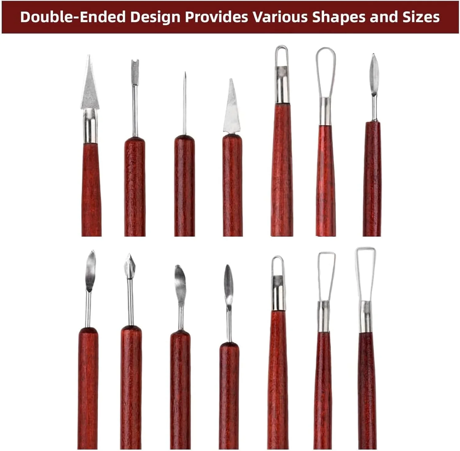 ابزار مجسمه سازی خمیر کلی جویزز، 18 تکه ابزار خمیر پلیمری با کیف ابزار، کیت ابزار حکاکی سفالگری خمیر کلی با فولاد ضد زنگ و چوب محکم، ابزار خمیر کلی برای صنایع دستی سفالگری، پخت، حکاکی، طراحی